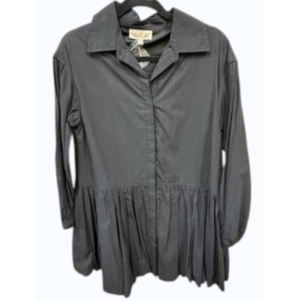 NEW LISTICLE women's bubble hem shirt dress in black